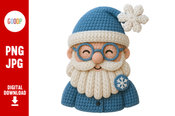 Blue Cozy Santa Crochet Art Png