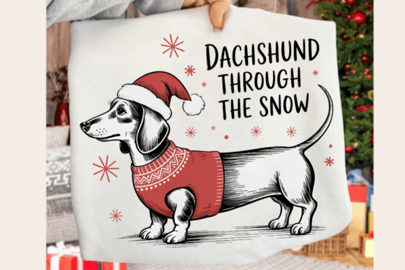 Christmas Dachshund Through the Snow PNG