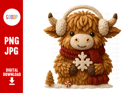 Crochet Highland Cow Snow Day Png