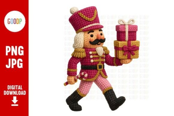 Crochet Nutcracker with Gifts PNG