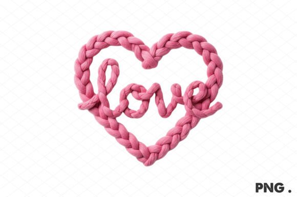 Crochet Style Pink Heart Valentine Png