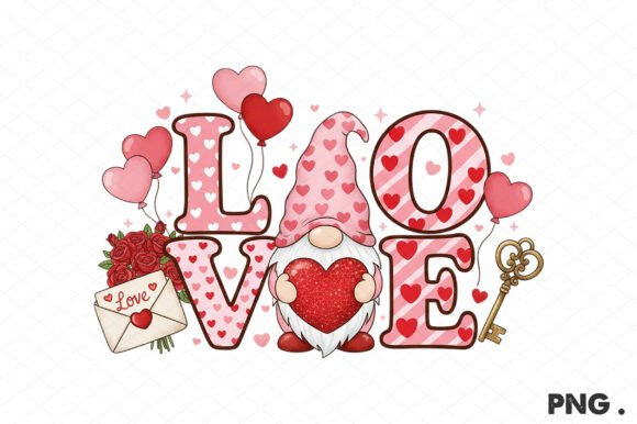 Cute Gnome Valentines PNG, Valentine Day