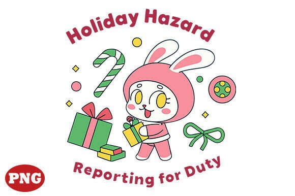 Cute Holiday Hazard Bunny Png