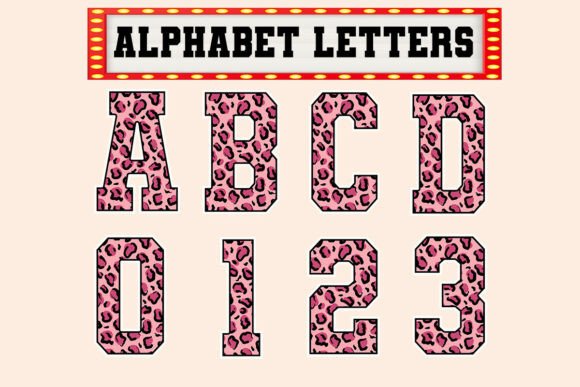 Cute Pink Leopard Alphabet Clipart PNG