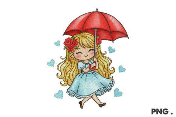 Flying Girl with Umbrella Png