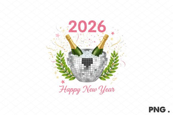 Happy New Year 2026 Sublimation PNG