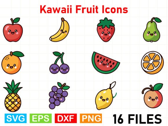 Kawaii Fruit Icons