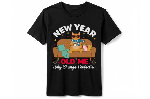 New Year Old Me Cat T-shirt Design