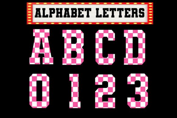 Pink Checkered Alphabet Sublimation PNG