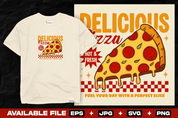Retro Cartoon Pizza Urban T Shirt Design