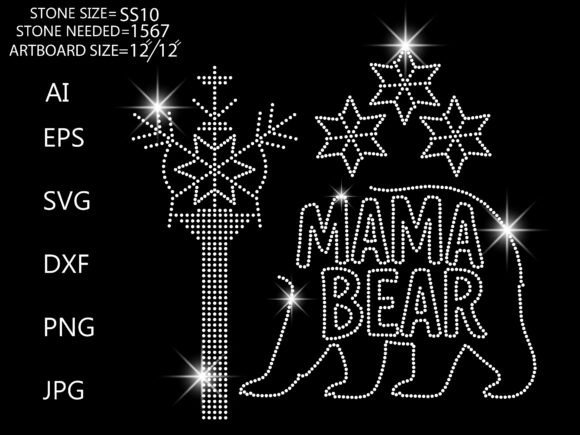 Rhinestone Mama Bear Winter Graphic