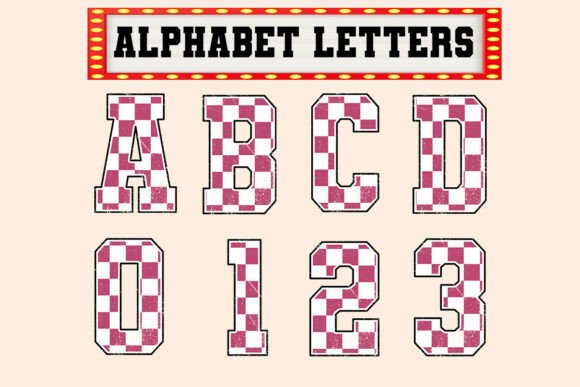 Valentine Checker Pink Alphabet Letters
