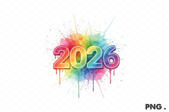 Vibrant Happy New Year 2026 PNG